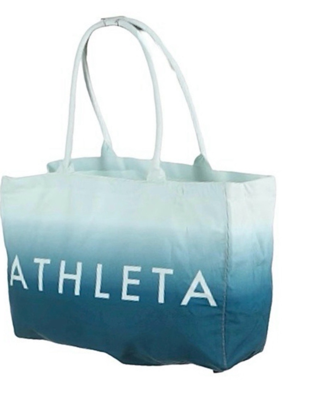Athleta Ombre Light to Dark Blue Canvas Tote bag beach bag gym bag roomy